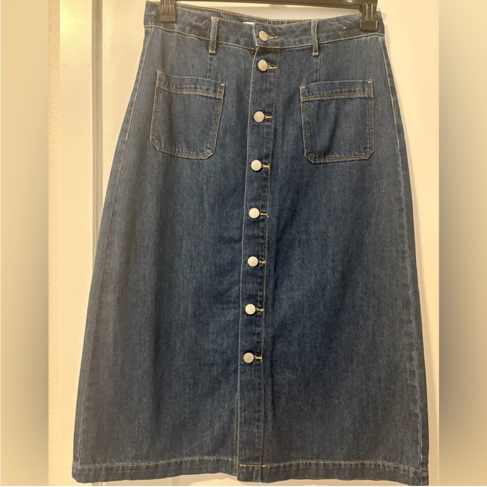 Marc New York Blue Midi A-Line Skirt for Work